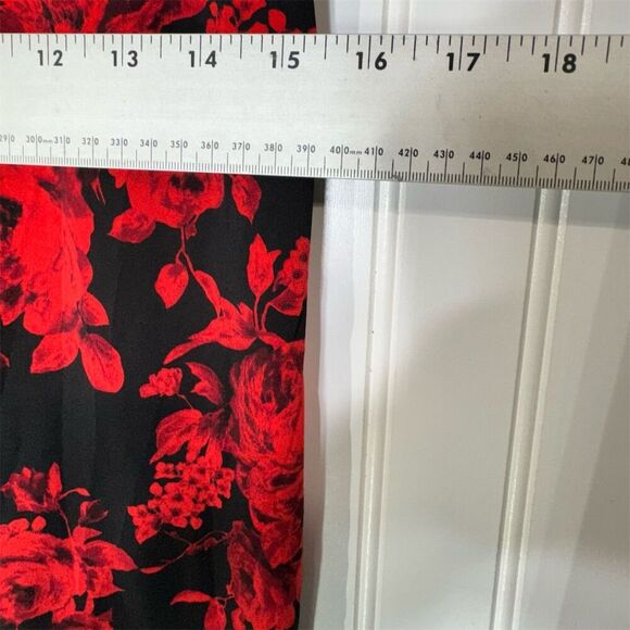 Adele & May Black Red Floral Sheer Bell Sleeve Romantic Goth Coquette Top S - Picture 4 of 8